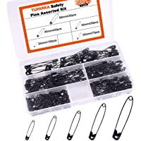 TUPARKA 300 Pcs 25mm-55 mm 5 Tamaños Negro Imperdibles de Seguridad Pequeños Grandes para La Fabricación de Joyas de…